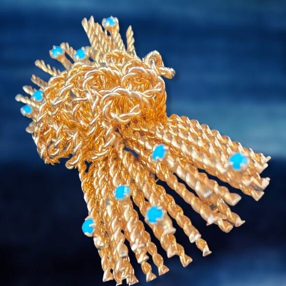 Fabulous Vintage Signed Ciro Brooch Individually Braided & Tied W/ Turqu… - Picture 2 of 7